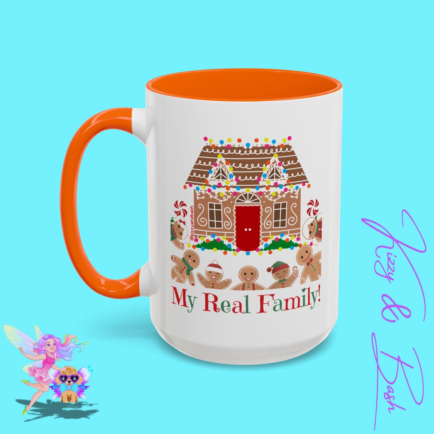 Cute Gingerbread Mug Funny Gingerbread Coffee Mug Fun Gingerbread Family Unique Christmas Gift Idea for Friends and Family Perfect Gift for Gingerbread Lovers and Gingerbread Bakers My Real Family Accent Coffee Mug - 11, 15oz