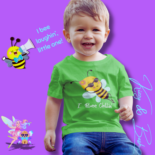 Chilling Honey Bee T-Shirt for Toddlers I Bee Chillin' Spring Shirt Chill Vibes Nature Graphic Tee Perfect Gift for Bee Lovers Fun Vacation Shirt Funny Bee Pun Graphic Tee for Toddler's Fine Jersey Tee