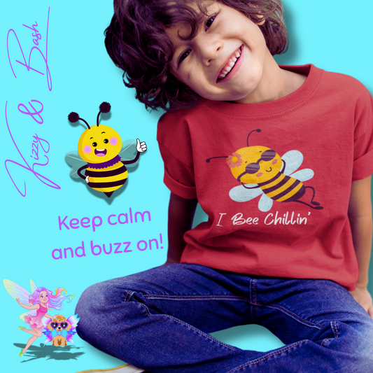I Bee Chillin’ Shirt for Kids Funny Animal Pun Shirt Gift for Bee Lovers Beekeeper Gift Shirt Cute Spring Shirt for Her Chill Vibes Gift Idea Cute Honey Bee T-Shirt for Kids Heavy Cotton™ Tee