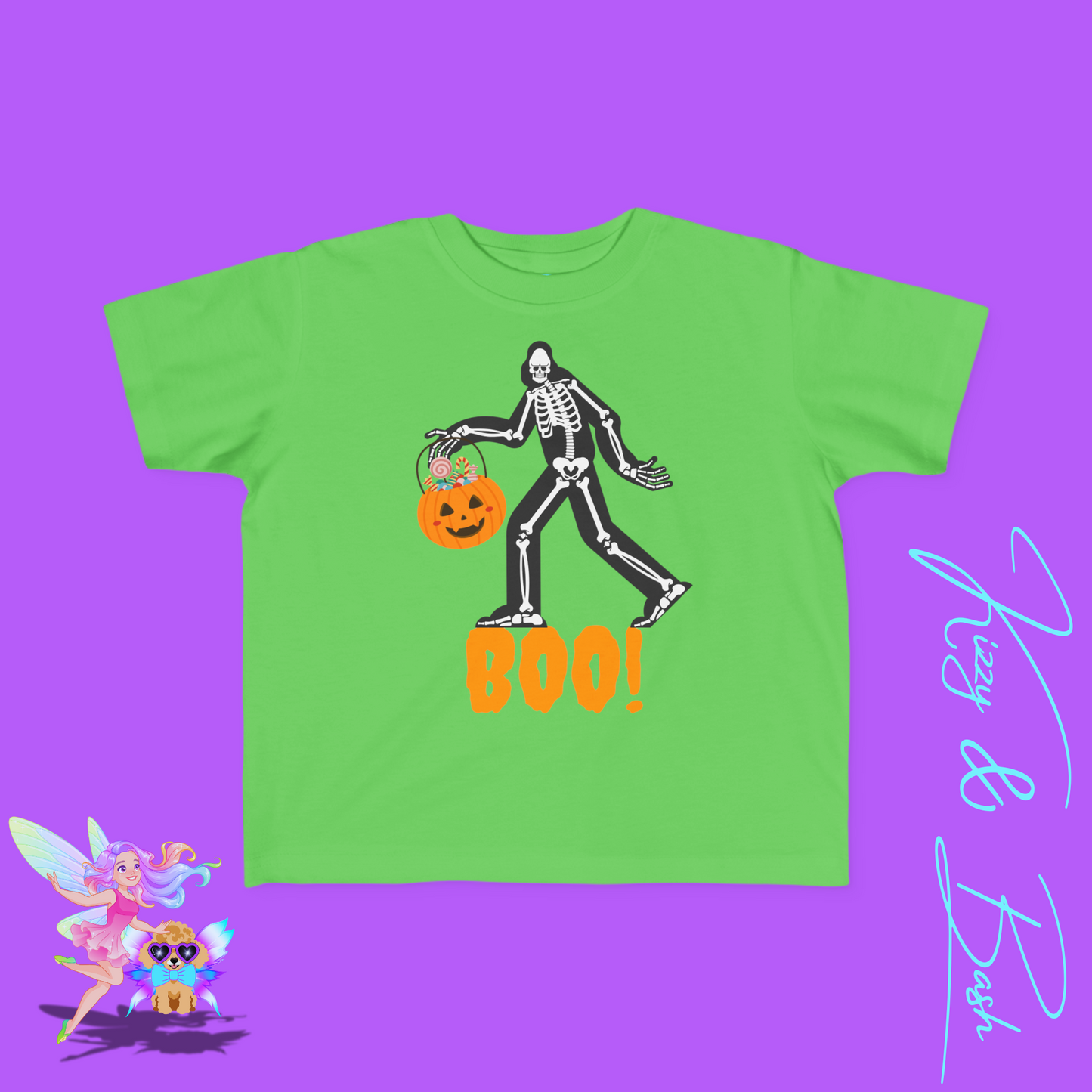 Trick-or-Treating Bigfoot Skeleton Shirt for Toddlers Unique Cryptid Gift Idea Cryptidcore Shirt for Toddlers Bigfoot Lover T-Shirt Halloween Sasquatch Shirt Funny Halloween Graphic Tee for Toddler's Fine Jersey Tee