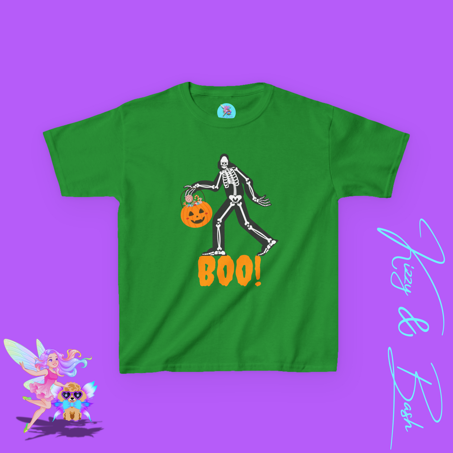 Funny Bigfoot Skeleton Halloween Shirt for Kids Halloween Shirt Gift for Cryptid Lovers Gift for Bigfoot Believers Funny Halloween Shirt for Him or Her Kids Heavy Cotton™ Tee