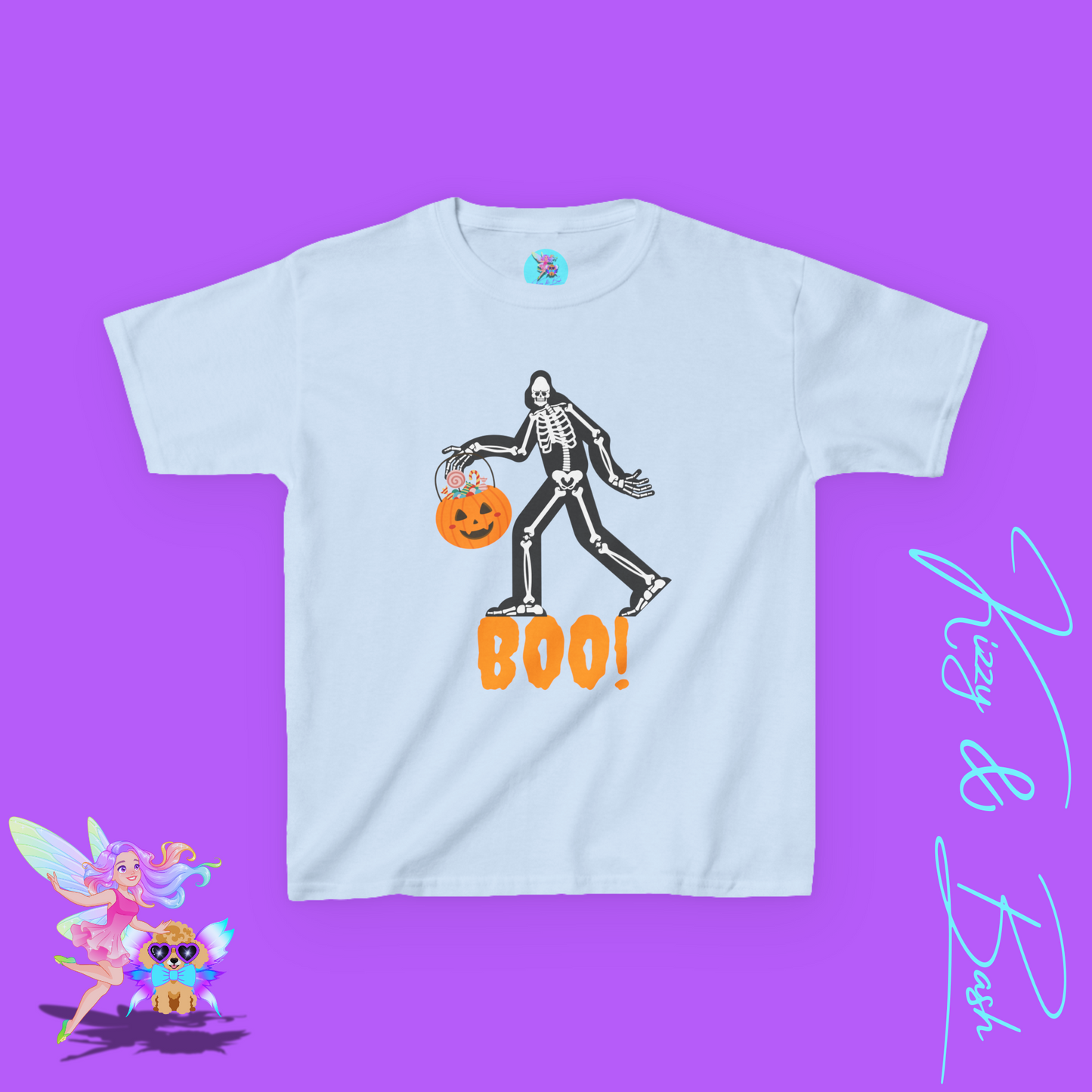 Funny Bigfoot Skeleton Halloween Shirt for Kids Halloween Shirt Gift for Cryptid Lovers Gift for Bigfoot Believers Funny Halloween Shirt for Him or Her Kids Heavy Cotton™ Tee