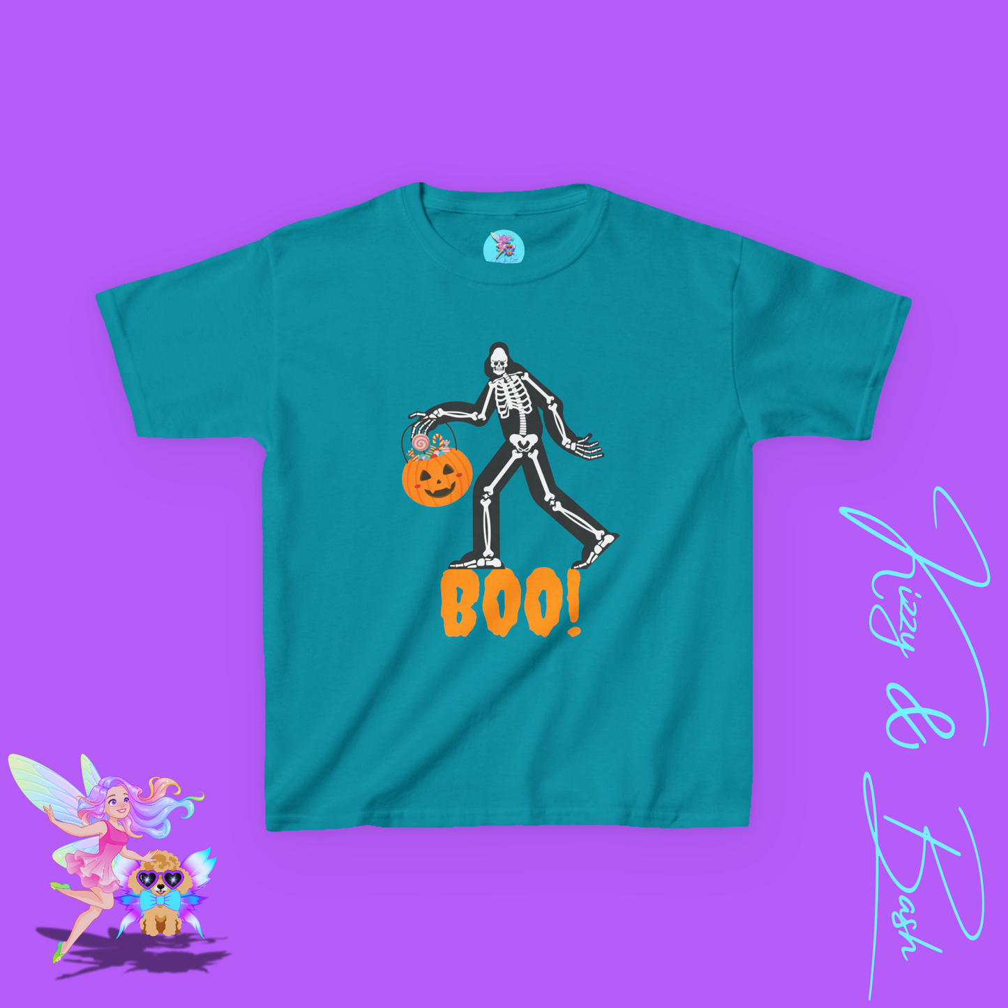 Funny Bigfoot Skeleton Halloween Shirt for Kids Halloween Shirt Gift for Cryptid Lovers Gift for Bigfoot Believers Funny Halloween Shirt for Him or Her Kids Heavy Cotton™ Tee