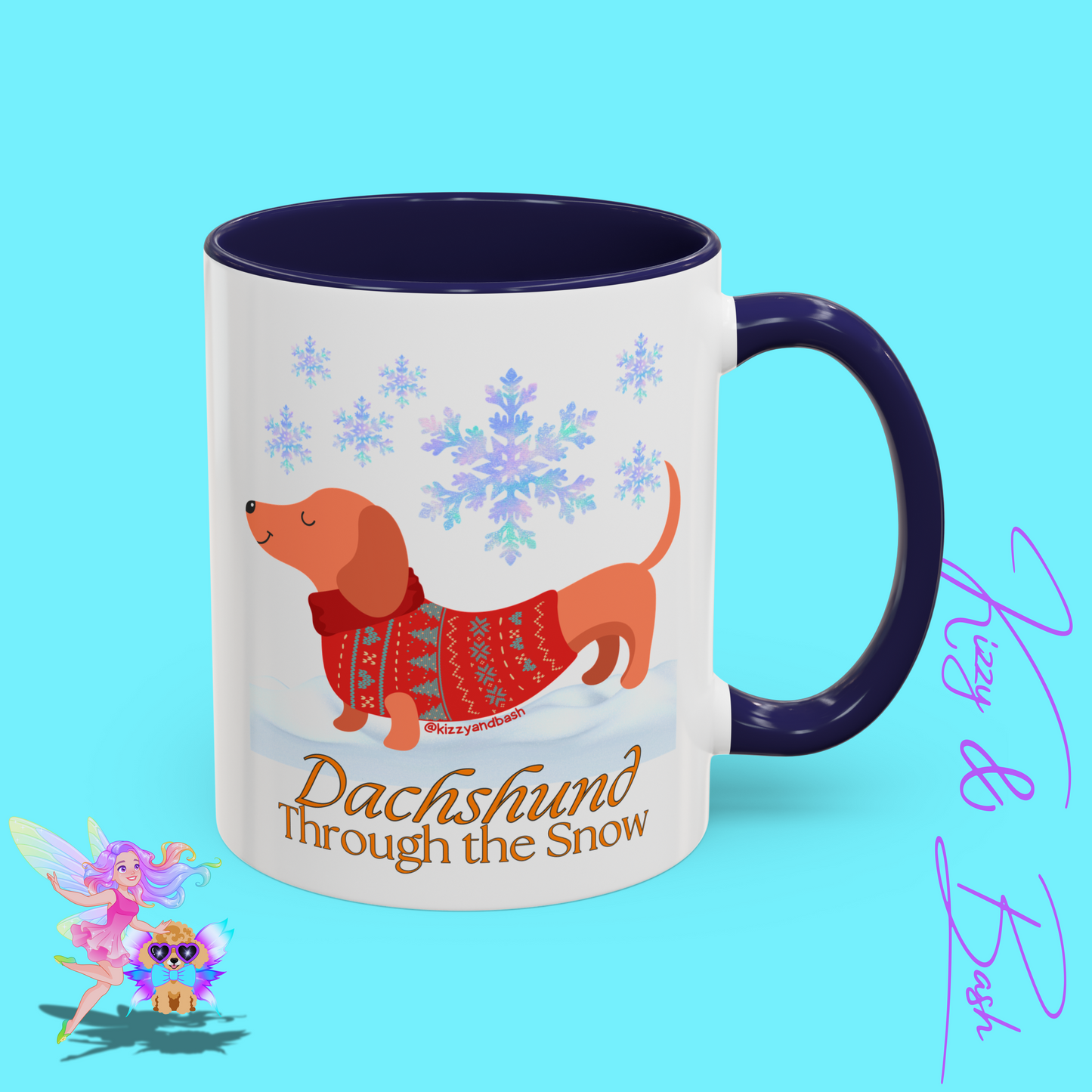 Unique Christmas Wiener Dog Coffee Mug Funny Dachshund Mug Cute Dog Lover Mug Perfect Gift for Dog Lovers Unique Christmas Mug Perfect Christmas Gift for Veterinarian Dachshund Through the Snow Holiday Dog Accent Coffee Mug - 11, 15oz