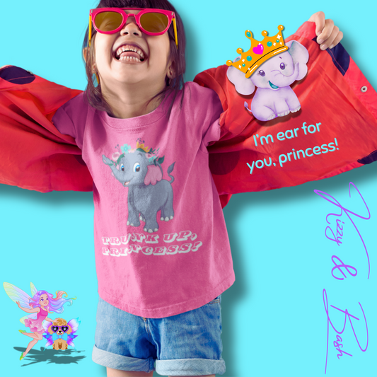 Cute Elephant Princess Shirt Trunk Up, Princess Royal Elephant Tee Cute Graphic Tee for Her Gift for Princess Lovers or Elephant Fans Fun Animal T-Shirt for Toddler's Fine Jersey Tee