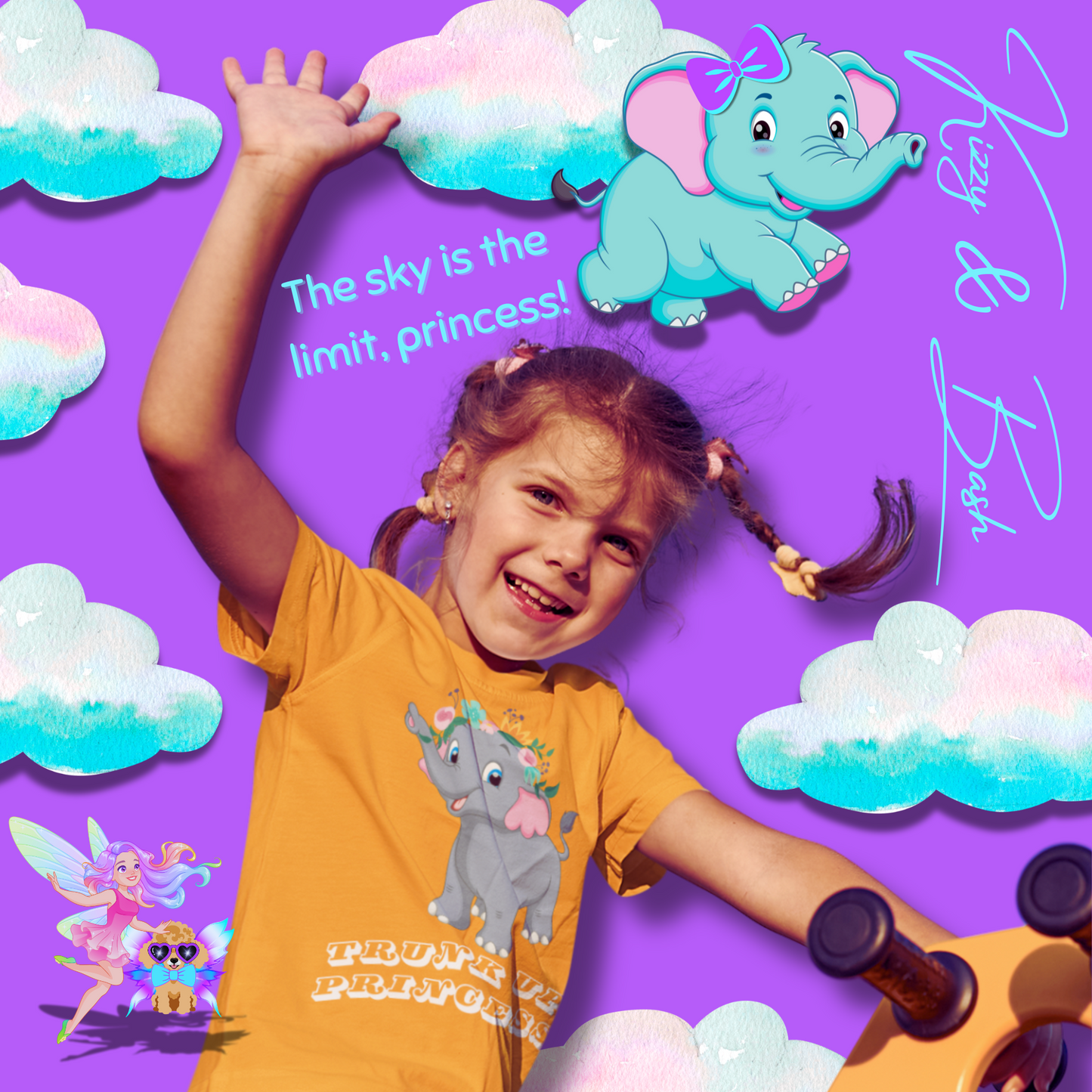 Cute Elephant Princess Shirt for Kids Trunk Up, Princess T-Shirt Gift for Elephant Lovers Cute Graphic Tee for Her Gift for Princess Lovers Elephant Shirt for Kids Heavy Cotton™ Tee