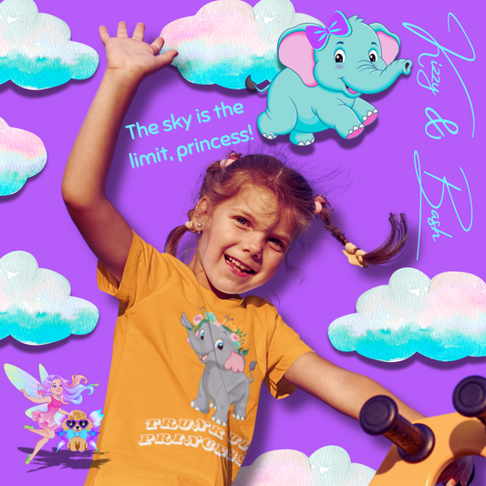 Cute Elephant Princess Shirt for Kids Trunk Up, Princess T-Shirt Gift for Elephant Lovers Cute Graphic Tee for Her Gift for Princess Lovers Elephant Shirt for Kids Heavy Cotton™ Tee