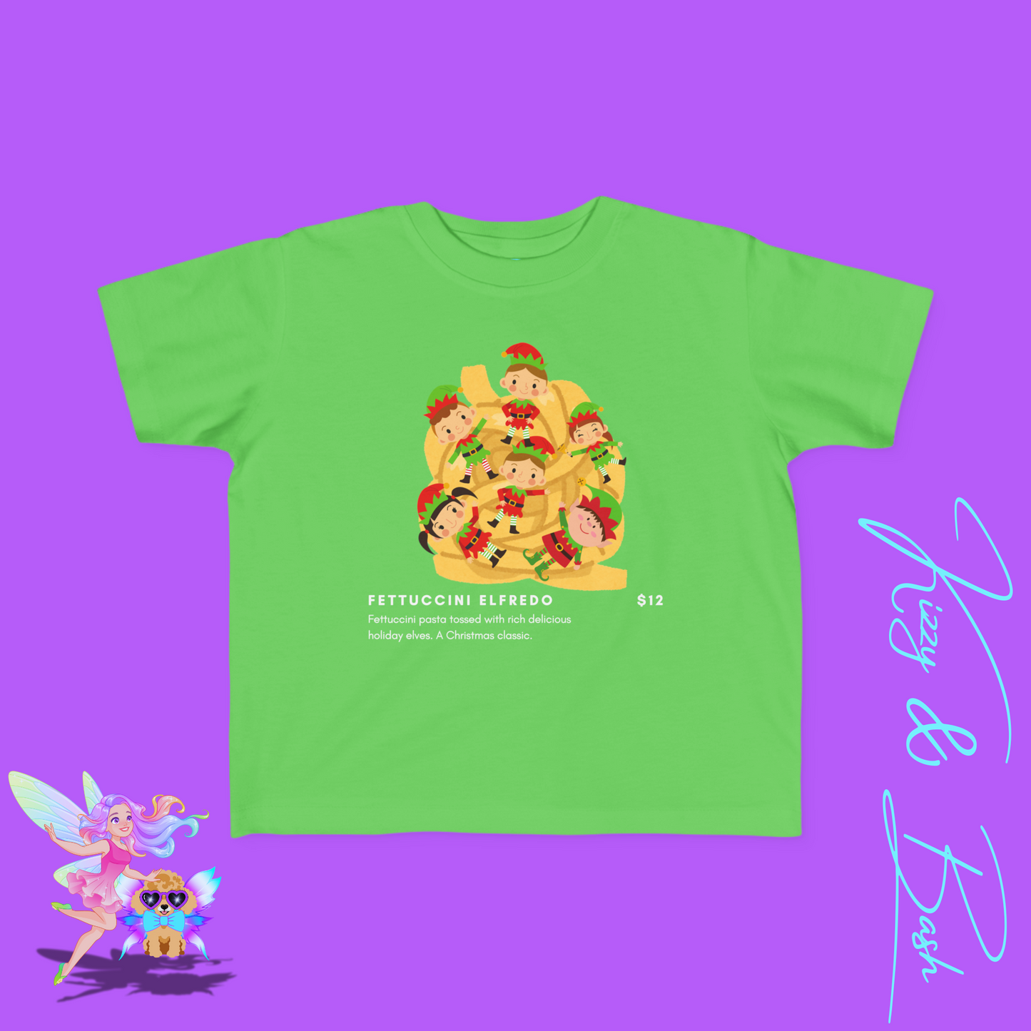 Christmas Elves Tossed in Pasta Fettuccini Elfredo Hilarious Christmas Shirt for Family and Friends Unique Holiday T-Shirt Gift for Elf Lovers Punny Christmas Shirt for Him or Her Toddler's Fine Jersey Tee