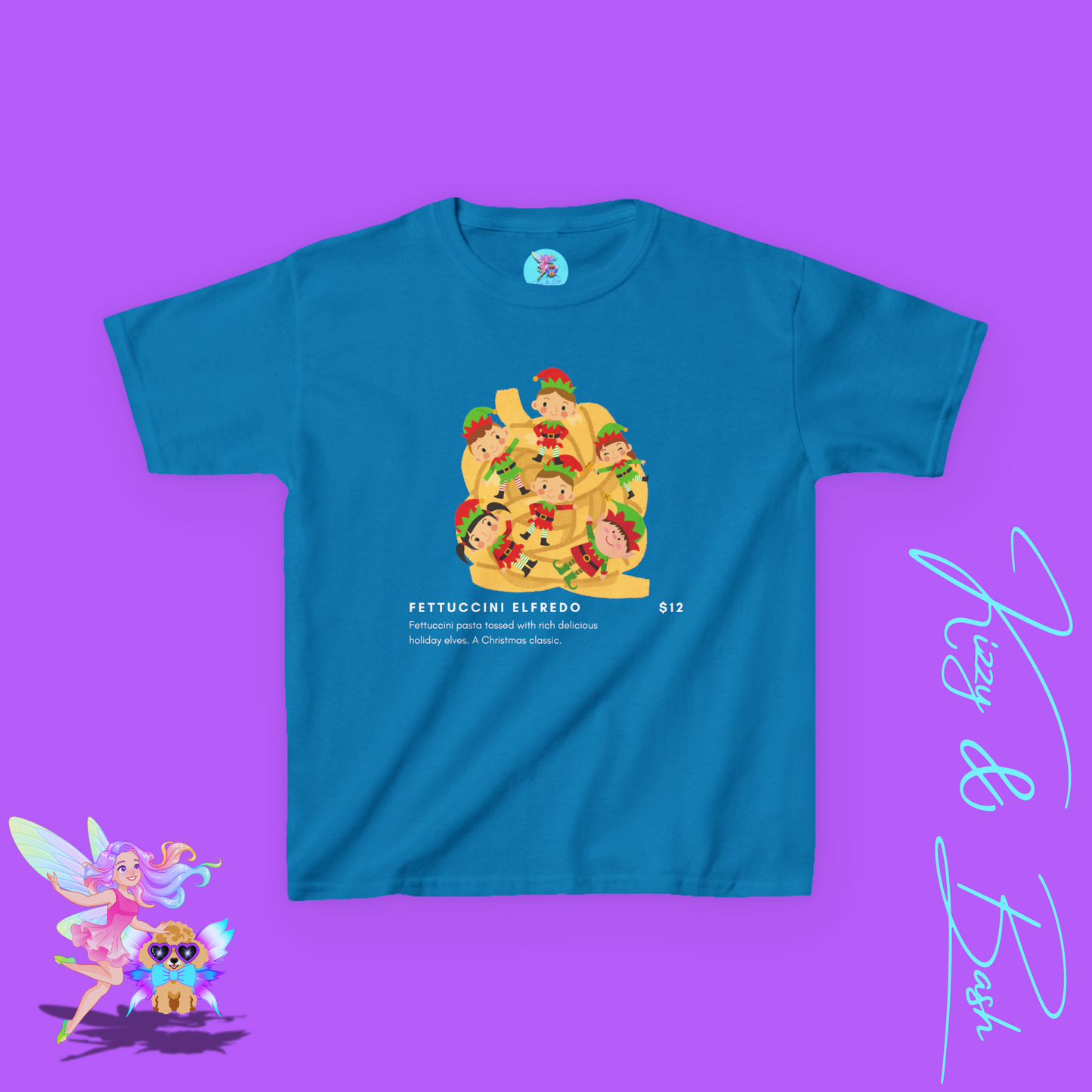 Fettuccini Elfredo Shirt Funny Holiday T-Shirt Gag Gift or Party Tee Idea Gift for Food Lovers Gift for Elf Fans Holiday Party Shirt Hilarious Christmas Shirt for Kids Heavy Cotton™ Tee