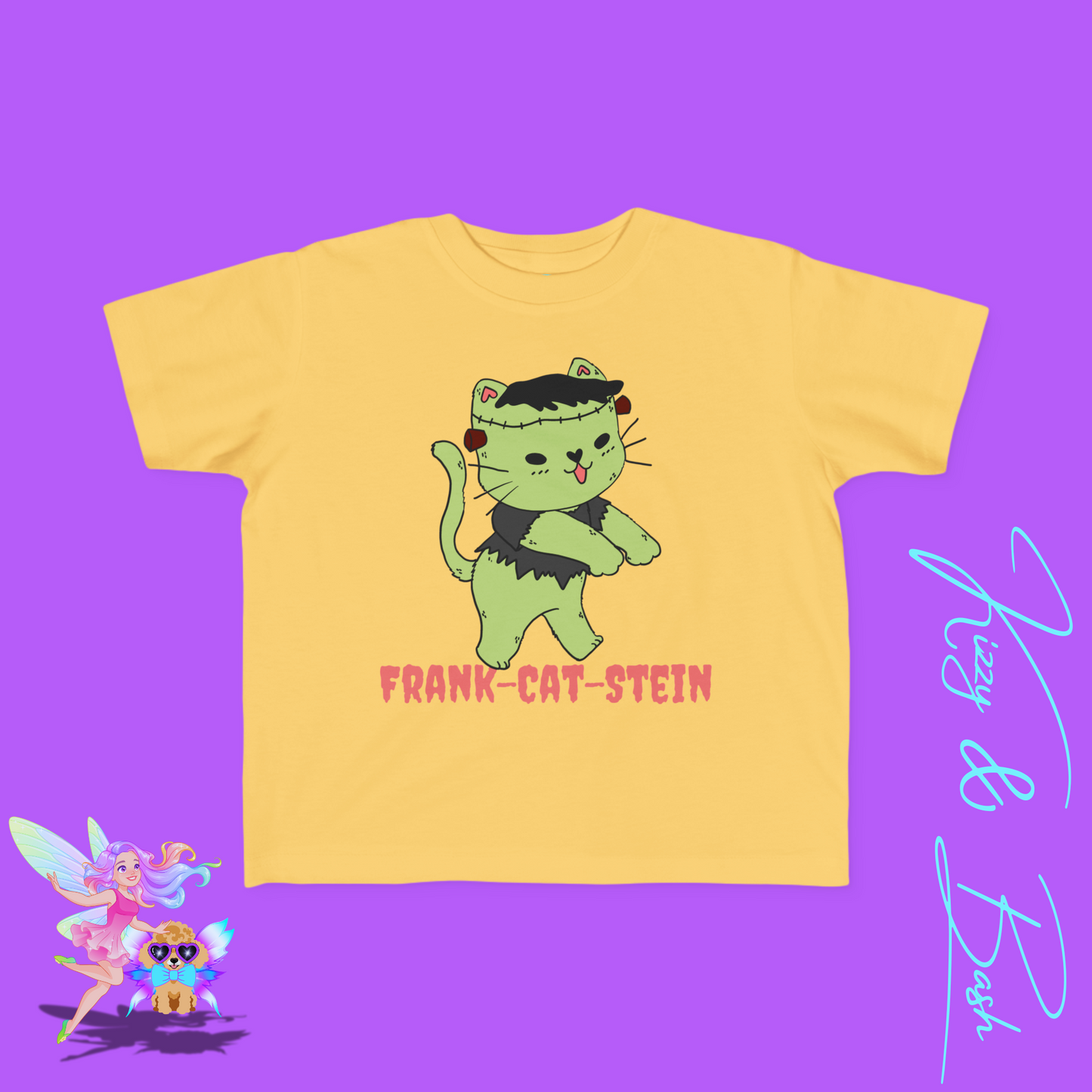 Frankenstein Kitty Cat Tee for Toddlers Funny Halloween Zombie Cat Halloween Pun Shirt Perfect Gift for Pun Lovers Gift for Cat Lovers Unique Gift for Frankenstein Fans Toddler's Fine Jersey Tee