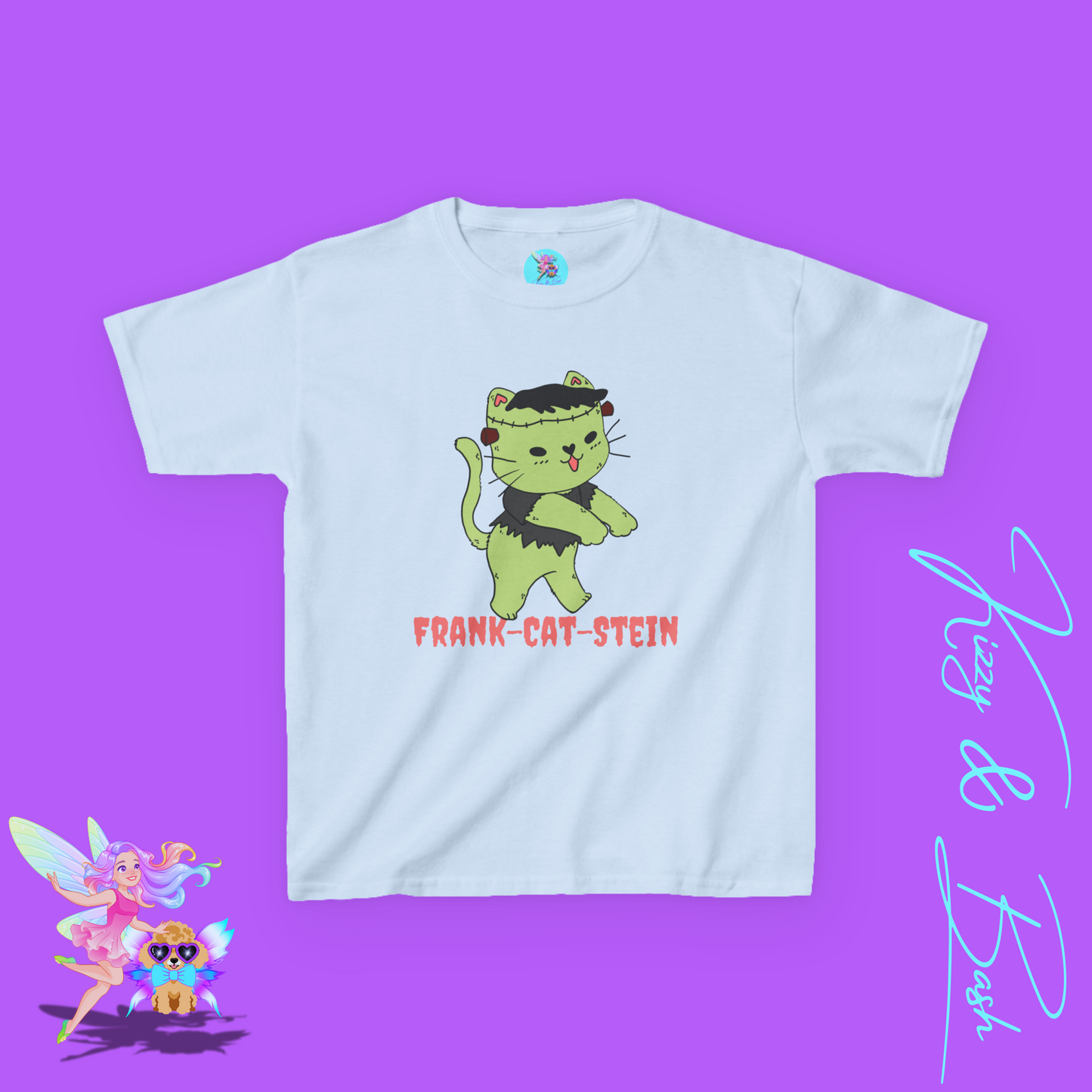 Frankenstein Kitty Cat Halloween Shirt for Kids Cute Cryptidcore Graphic Tee Cryptidcore Sasquatch Halloween Shirt Gift for Cat Lovers Spooky Halloween Gift Tee for Kids Heavy Cotton™ Tee