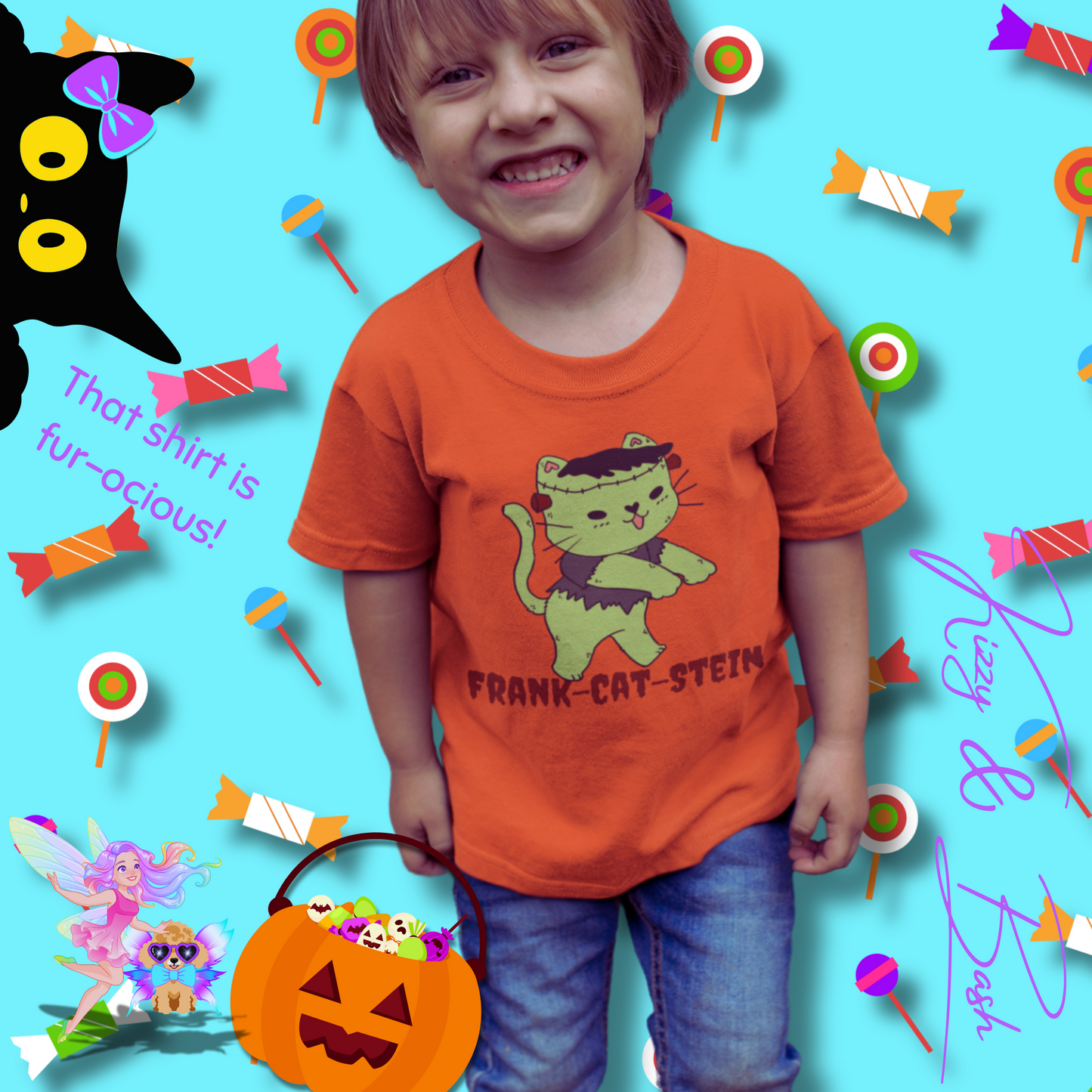 Frankenstein Kitty Cat Tee for Toddlers Funny Halloween Zombie Cat Halloween Pun Shirt Perfect Gift for Pun Lovers Gift for Cat Lovers Unique Gift for Frankenstein Fans Toddler's Fine Jersey Tee