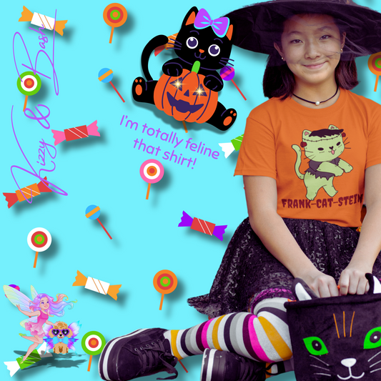 Frankenstein Kitty Cat Halloween Shirt for Kids Cute Cryptidcore Graphic Tee Cryptidcore Sasquatch Halloween Shirt Gift for Cat Lovers Spooky Halloween Gift Tee for Kids Heavy Cotton™ Tee