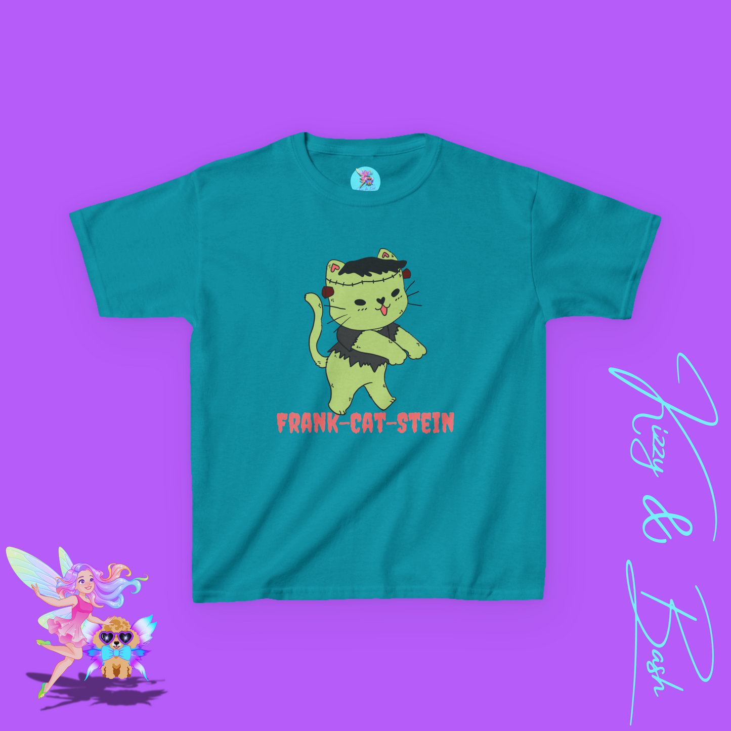 Frankenstein Kitty Cat Halloween Shirt for Kids Cute Cryptidcore Graphic Tee Cryptidcore Sasquatch Halloween Shirt Gift for Cat Lovers Spooky Halloween Gift Tee for Kids Heavy Cotton™ Tee