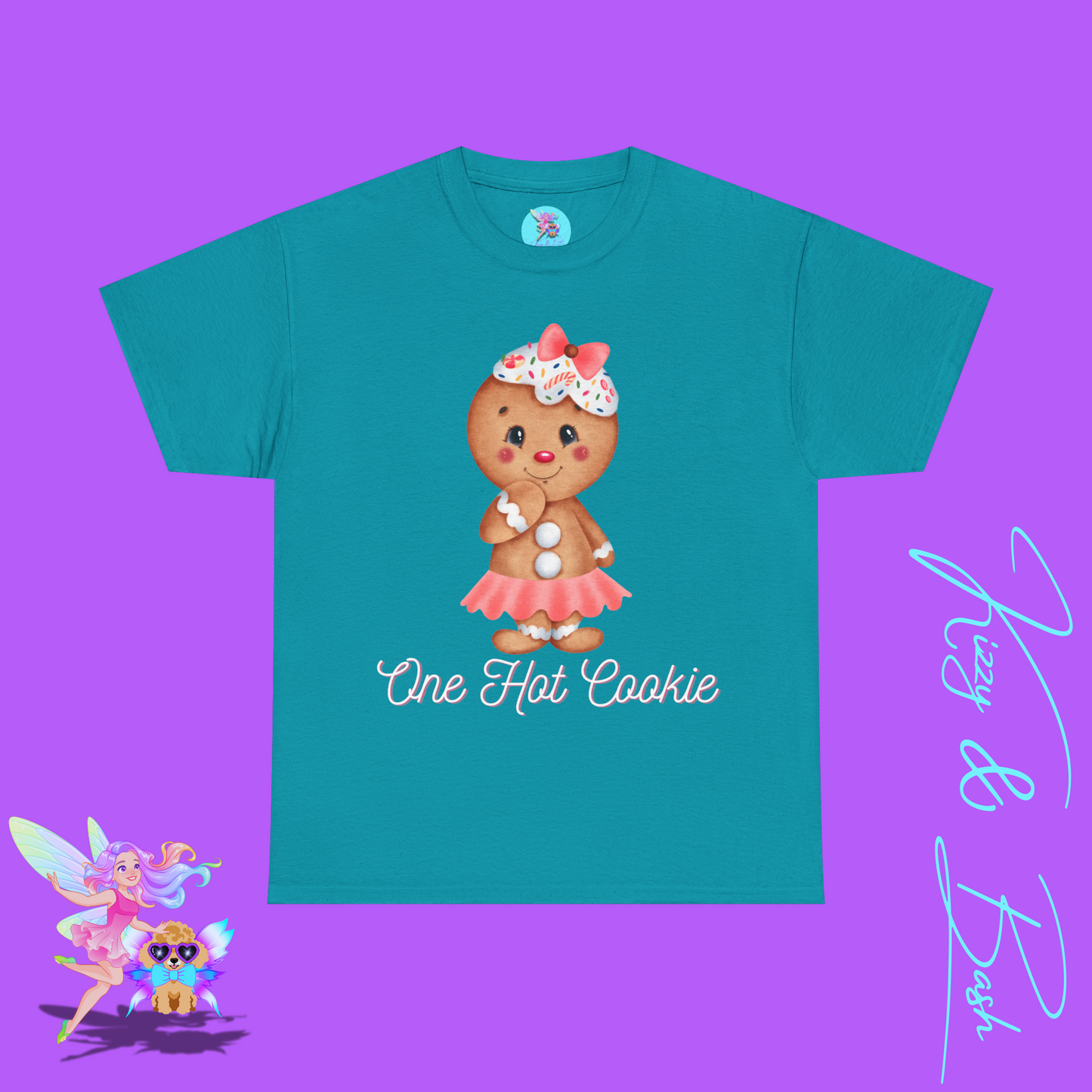 Cute Gingerbread Cookie Girl T-Shirt for Adults One Hot Cookie Shirt for Her Cute and Sassy Tee Cute Christmas Gift Idea Christmas Gift for Cookie Lovers Perfect Gift for Gingerbread Lovers Unisex Heavy Cotton Tee