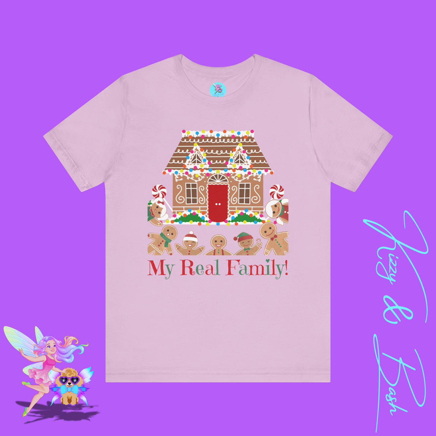 Gingerbread Family Christmas T-Shirt My Real Family Funny Christmas Graphic Tee Funny Foodie Christmas Shirt Gingerbread House Shirt for Holiday Baking Fans Great Stocking Stuffer Adult Unisex Jersey Short Sleeve Tee