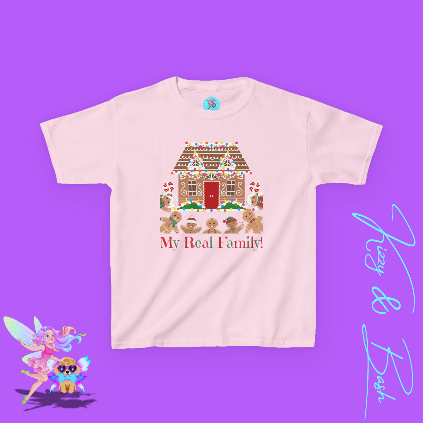 Gingerbread Family Christmas Shirt for Kids My Real Family Holiday T-Shirt Funny Christmas Shirt Gift for Gingerbread Lovers Christmas Cookies Shirt for Kids Heavy Cotton™ Tee