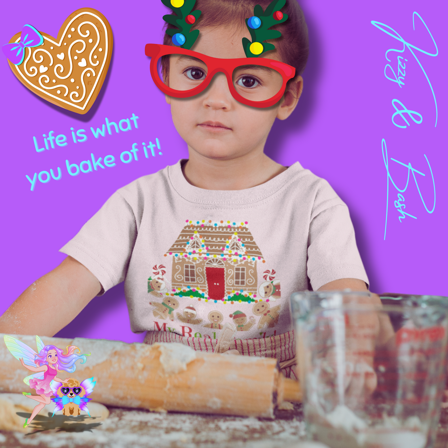 Gingerbread Family Christmas Shirt for Kids My Real Family Holiday T-Shirt Funny Christmas Shirt Gift for Gingerbread Lovers Christmas Cookies Shirt for Kids Heavy Cotton™ Tee