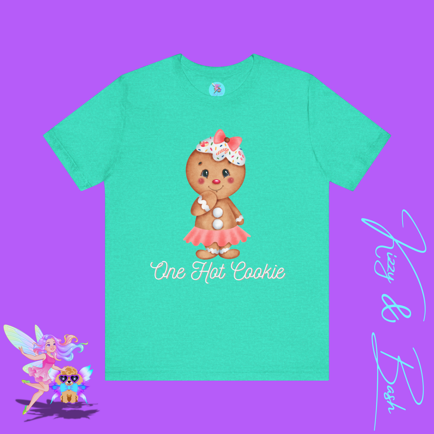 One Hot Cookie Christmas Tee Cute Gingerbread T-Shirt Funny Holiday Shirt for Her Cute Christmas Gift for Friends or Family Adult Unisex Jersey Short Sleeve Tee