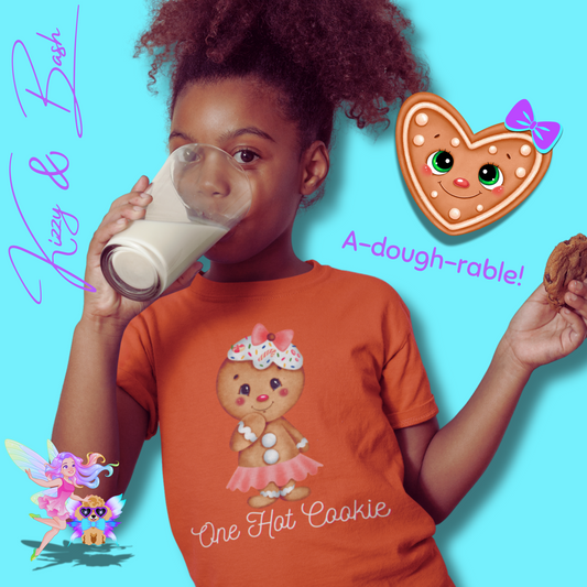 Cute Gingerbread Girl Shirt for Kids One Hot Cookie Tee Funny Christmas Cookie Shirt Perfect Christmas Gift for Her Gift for Gingerbread Lovers Holiday Gift for Kids Heavy Cotton™ Tee