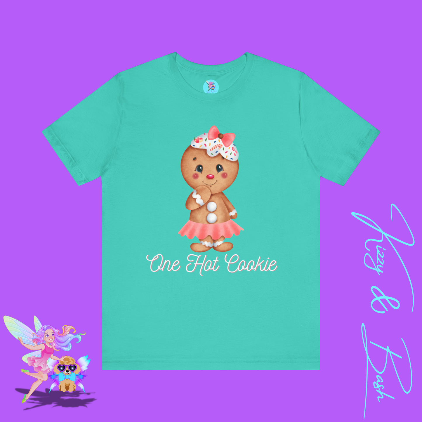 One Hot Cookie Christmas Tee Cute Gingerbread T-Shirt Funny Holiday Shirt for Her Cute Christmas Gift for Friends or Family Adult Unisex Jersey Short Sleeve Tee
