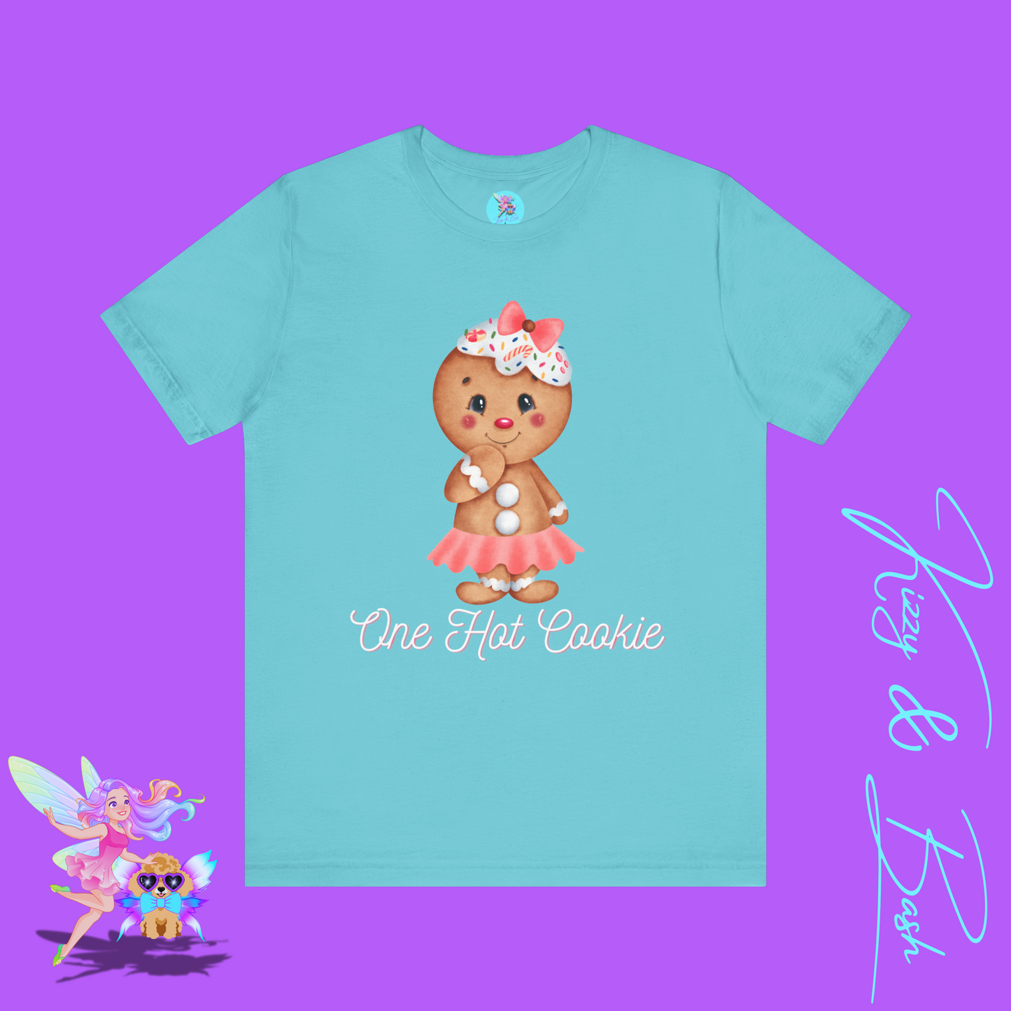 One Hot Cookie Christmas Tee Cute Gingerbread T-Shirt Funny Holiday Shirt for Her Cute Christmas Gift for Friends or Family Adult Unisex Jersey Short Sleeve Tee
