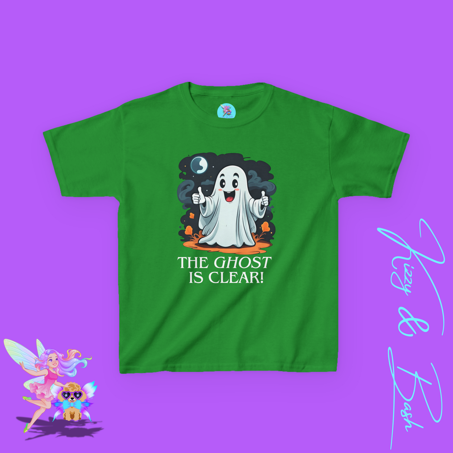 The Ghost is Clear T-Shirt Cute Cartoon Ghost Halloween Pun Shirt Gift for Halloween Lovers Funny Shirt for Family and Friends Halloween Gift for Kids Heavy Cotton™ Tee