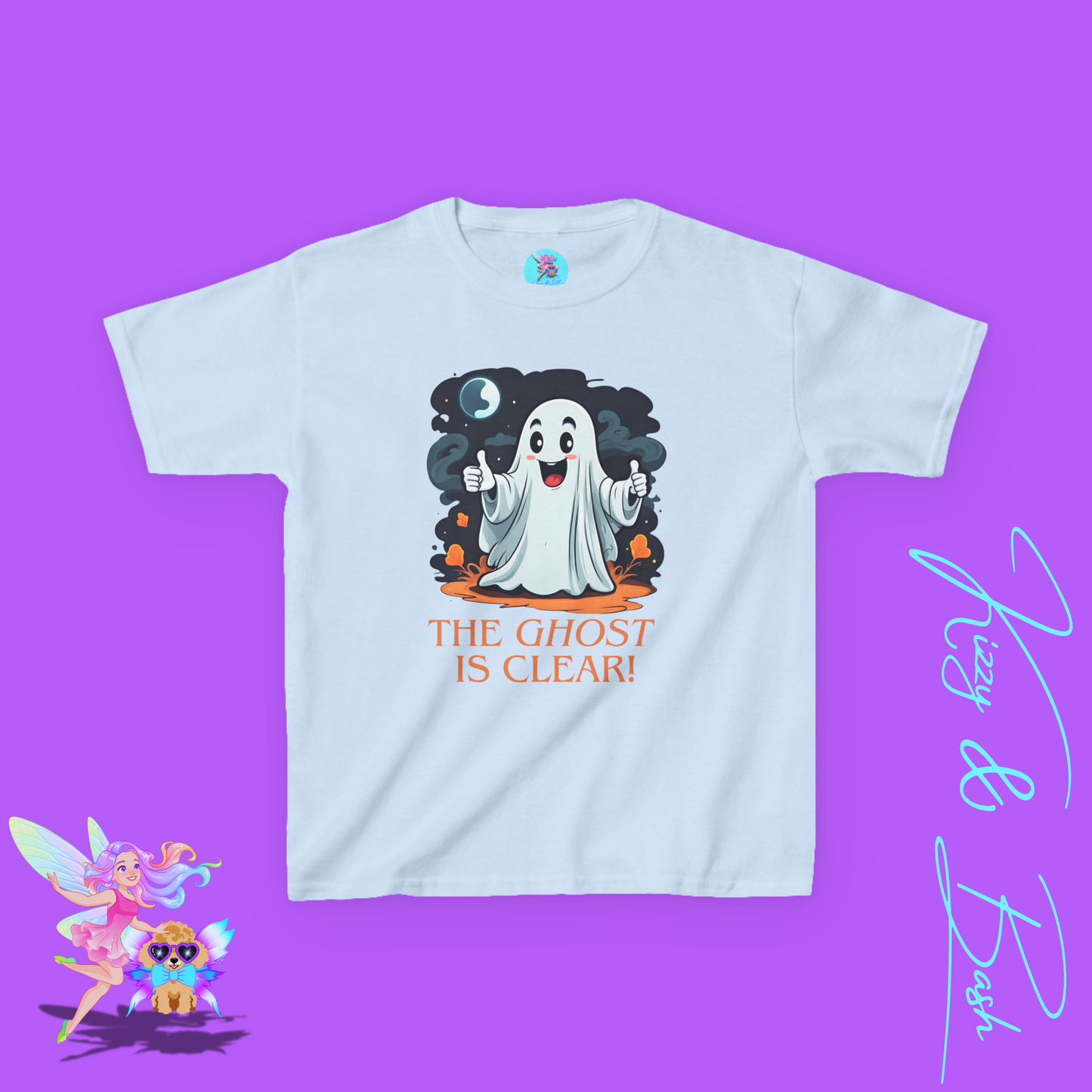 The Ghost is Clear T-Shirt Cute Cartoon Ghost Halloween Pun Shirt Gift for Halloween Lovers Funny Shirt for Family and Friends Halloween Gift for Kids Heavy Cotton™ Tee