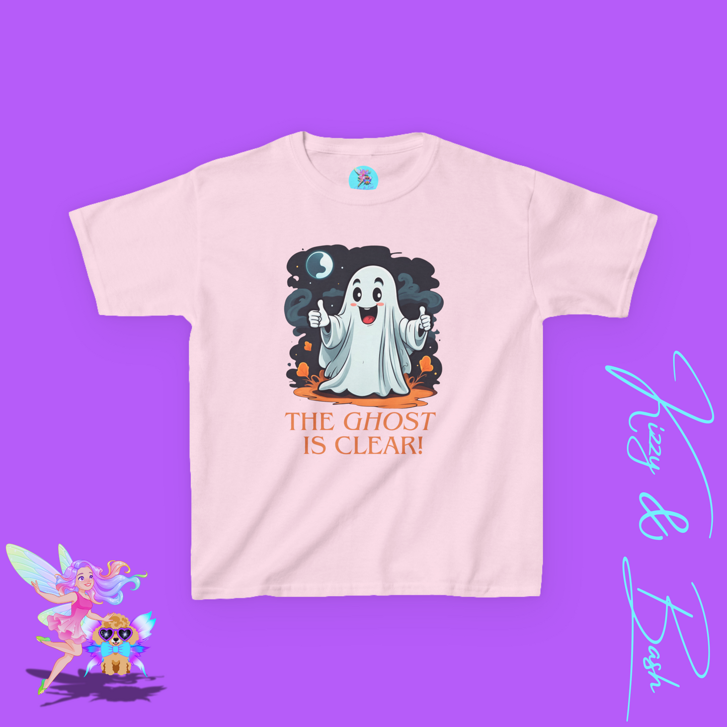 The Ghost is Clear T-Shirt Cute Cartoon Ghost Halloween Pun Shirt Gift for Halloween Lovers Funny Shirt for Family and Friends Halloween Gift for Kids Heavy Cotton™ Tee