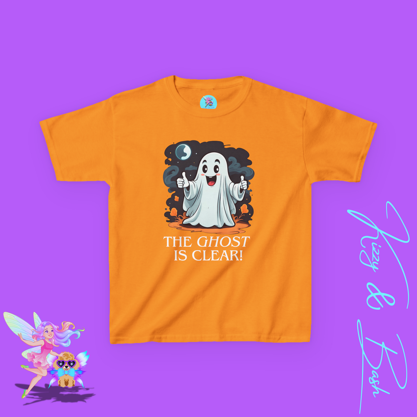 The Ghost is Clear T-Shirt Cute Cartoon Ghost Halloween Pun Shirt Gift for Halloween Lovers Funny Shirt for Family and Friends Halloween Gift for Kids Heavy Cotton™ Tee