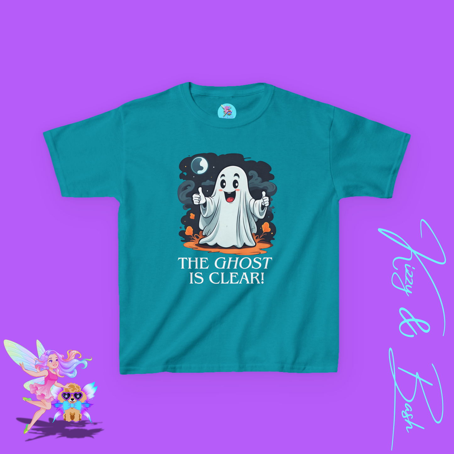 The Ghost is Clear T-Shirt Cute Cartoon Ghost Halloween Pun Shirt Gift for Halloween Lovers Funny Shirt for Family and Friends Halloween Gift for Kids Heavy Cotton™ Tee
