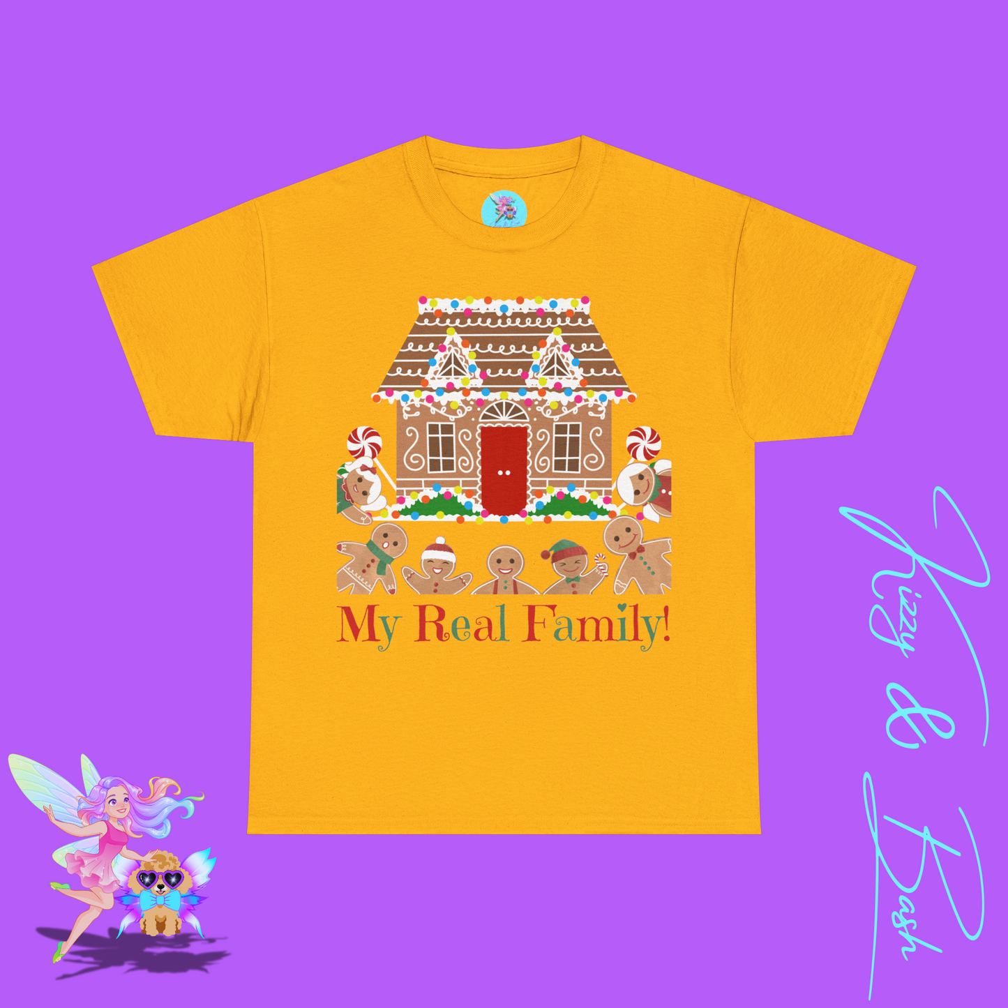Gingerbread Family T-Shirt for Adults My Real Family Found Family Gift Idea Unique Gingerbread Gift for Gingerbread Lovers White Elephant Gift Exchange Idea Funny Christmas Cookies Tee Unisex Heavy Cotton Tee