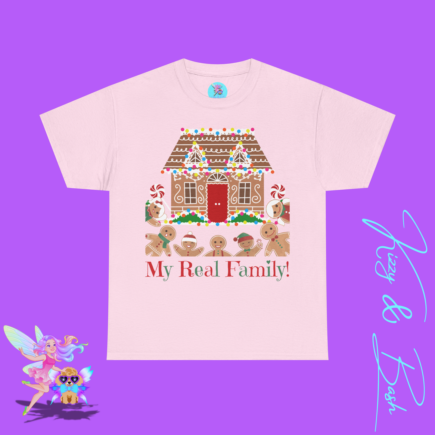 Gingerbread Family T-Shirt for Adults My Real Family Found Family Gift Idea Unique Gingerbread Gift for Gingerbread Lovers White Elephant Gift Exchange Idea Funny Christmas Cookies Tee Unisex Heavy Cotton Tee