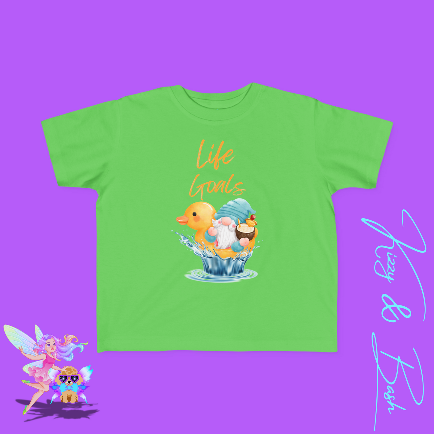 Life Goals T-Shirt for Toddlers Gnome Riding a Rubber Ducky Unique Vacation Shirt for Him or Her Gnome Lover Gift Idea for Rubber Ducky Fans Gnomecore Summer Shirt for Toddler's Fine Jersey Tee