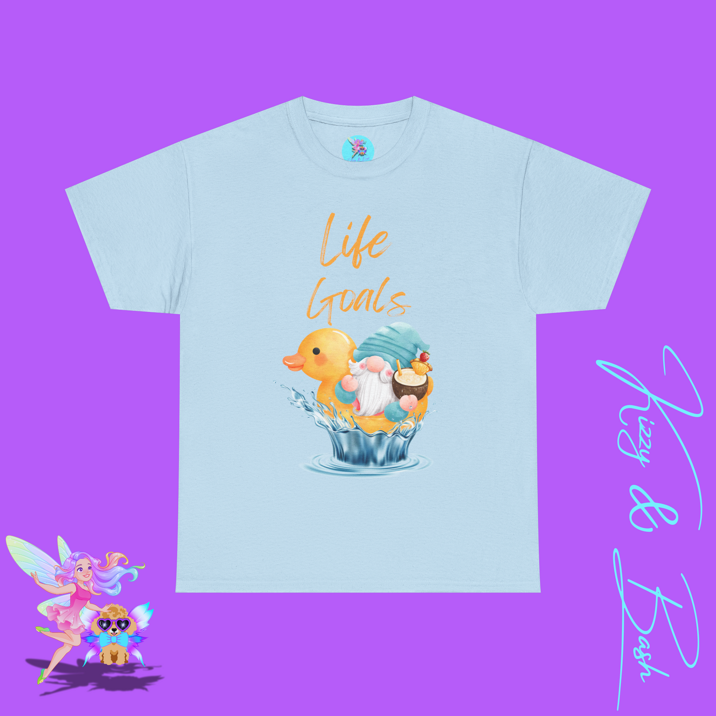 Life Goals Shirt for Adults Gnome Riding a Rubber Ducky T-Shirt Perfect Vacation Tee for Him or Her Gift for Gnome Lovers Gift Cute Gnomecore Shirt Funny Gift for Rubber Ducky Fans Unisex Heavy Cotton Tee