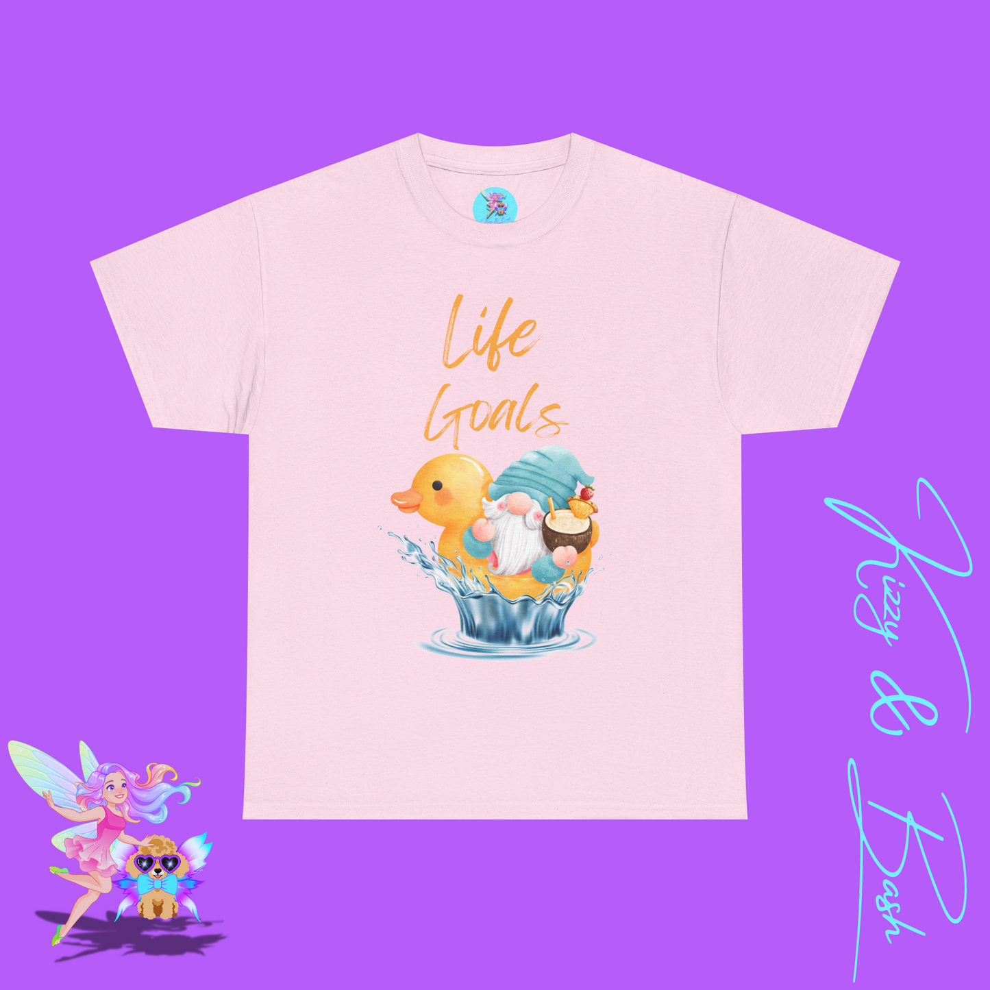Life Goals Shirt for Adults Gnome Riding a Rubber Ducky T-Shirt Perfect Vacation Tee for Him or Her Gift for Gnome Lovers Gift Cute Gnomecore Shirt Funny Gift for Rubber Ducky Fans Unisex Heavy Cotton Tee