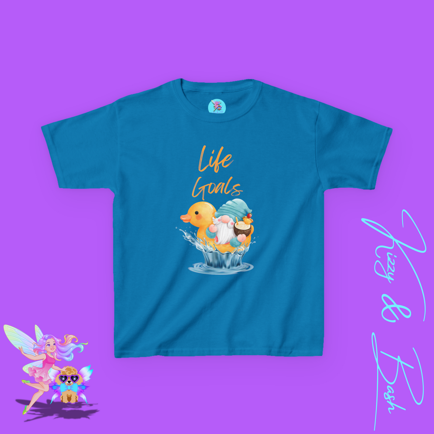Life Goals Shirt Gnome and Rubber Duck T-Shirt for Kids Funny Summer Tee with Gnome Riding Rubber Ducky Funny Vacation Gift Shirt Gift for Rubber Ducky Lovers Gift for Gnome Lovers Water Life Shirt for Kids Heavy Cotton™ Tee