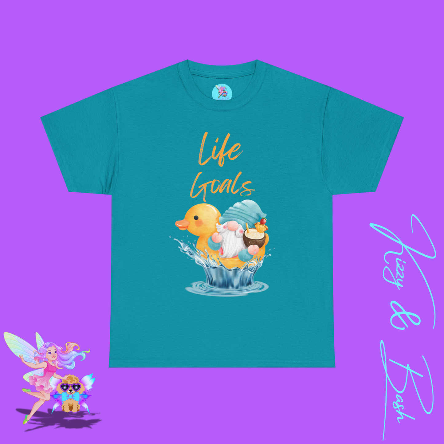 Life Goals Shirt for Adults Gnome Riding a Rubber Ducky T-Shirt Perfect Vacation Tee for Him or Her Gift for Gnome Lovers Gift Cute Gnomecore Shirt Funny Gift for Rubber Ducky Fans Unisex Heavy Cotton Tee