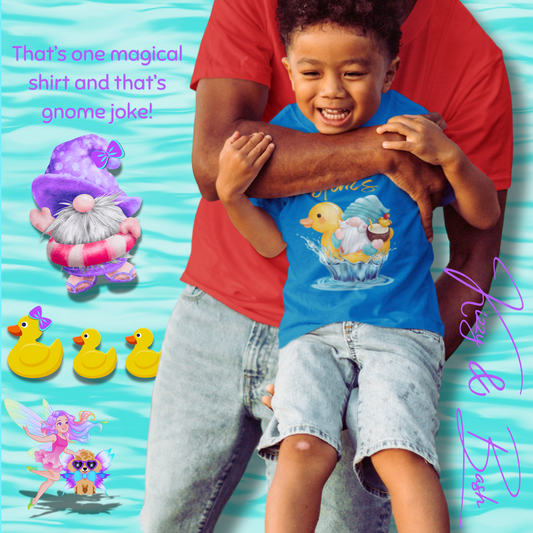 Life Goals Shirt Gnome and Rubber Duck T-Shirt for Kids Funny Summer Tee with Gnome Riding Rubber Ducky Funny Vacation Gift Shirt Gift for Rubber Ducky Lovers Gift for Gnome Lovers Water Life Shirt for Kids Heavy Cotton™ Tee