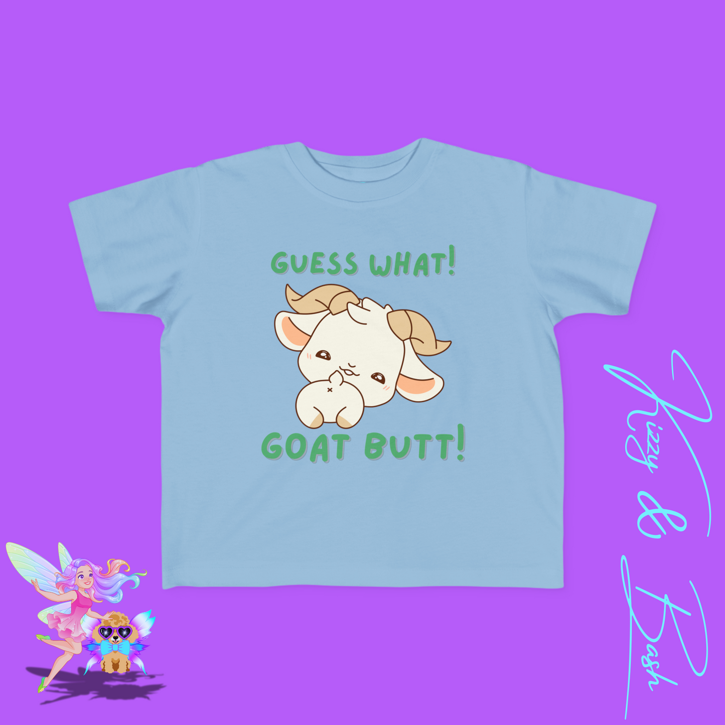 Guess What Goat Butt Shirt Funny Farmcore Tee for Toddlers Gift for Goat Lovers Punny Animal T-Shirt Gift Funny Farm Animal Shirt for Toddler's Fine Jersey Tee