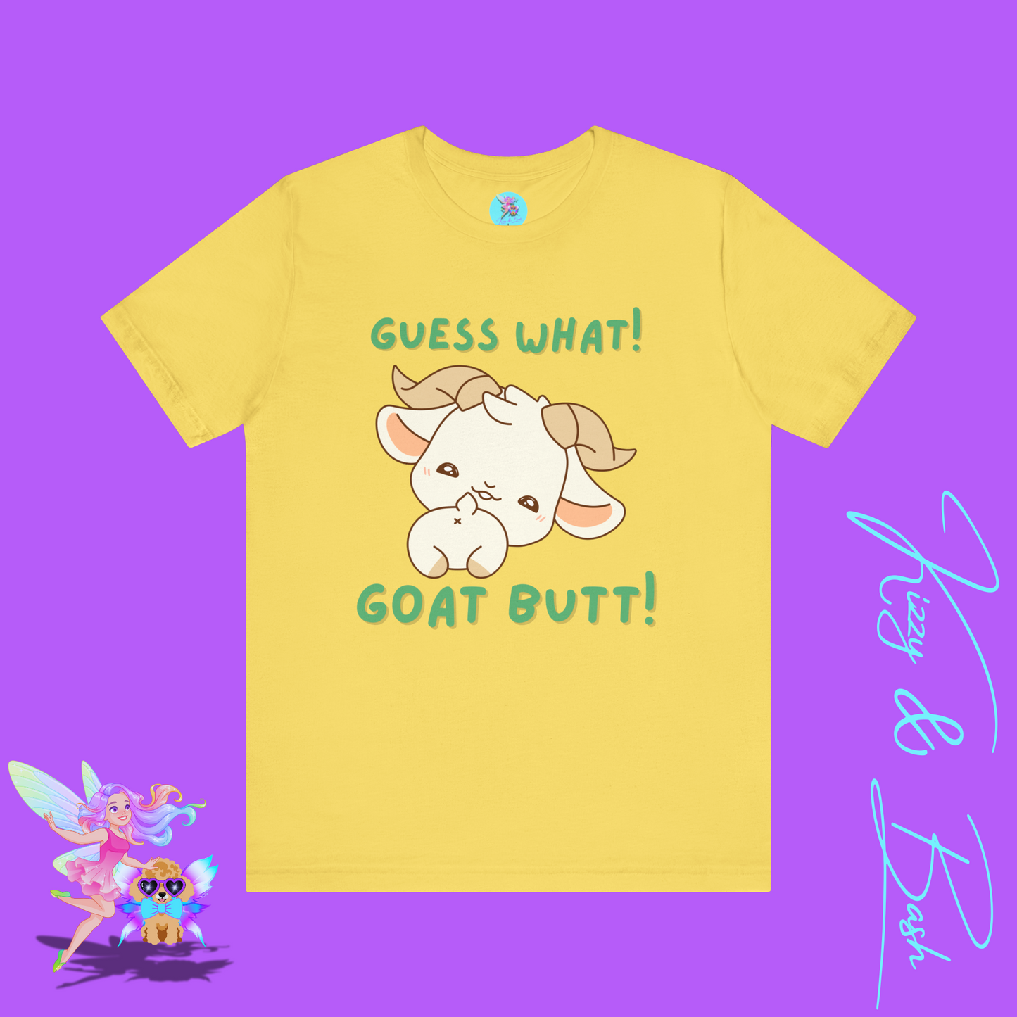 Guess What! Goat Butt! T-Shirt Funny Goat Butt Shirt Hilarious Goat Pun T-Shirt Gift for Goat Lovers Funny Party Shirt Farm Animal Tee Adult Unisex Jersey Short Sleeve Tee