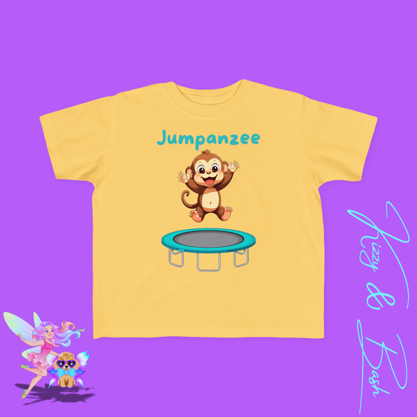 Jumpanzee Jumping Monkey Shirt for Toddlers Funny Pun Shirt for Him or Her Perfect Gift for Monkey Lovers Fun Zoo Field Trip Shirt Cute Animal Pun T-Shirt Hilarious Trampoline Park T-Shirt Gymnastics Lover Shirt for Toddler's Fine Jersey Tee