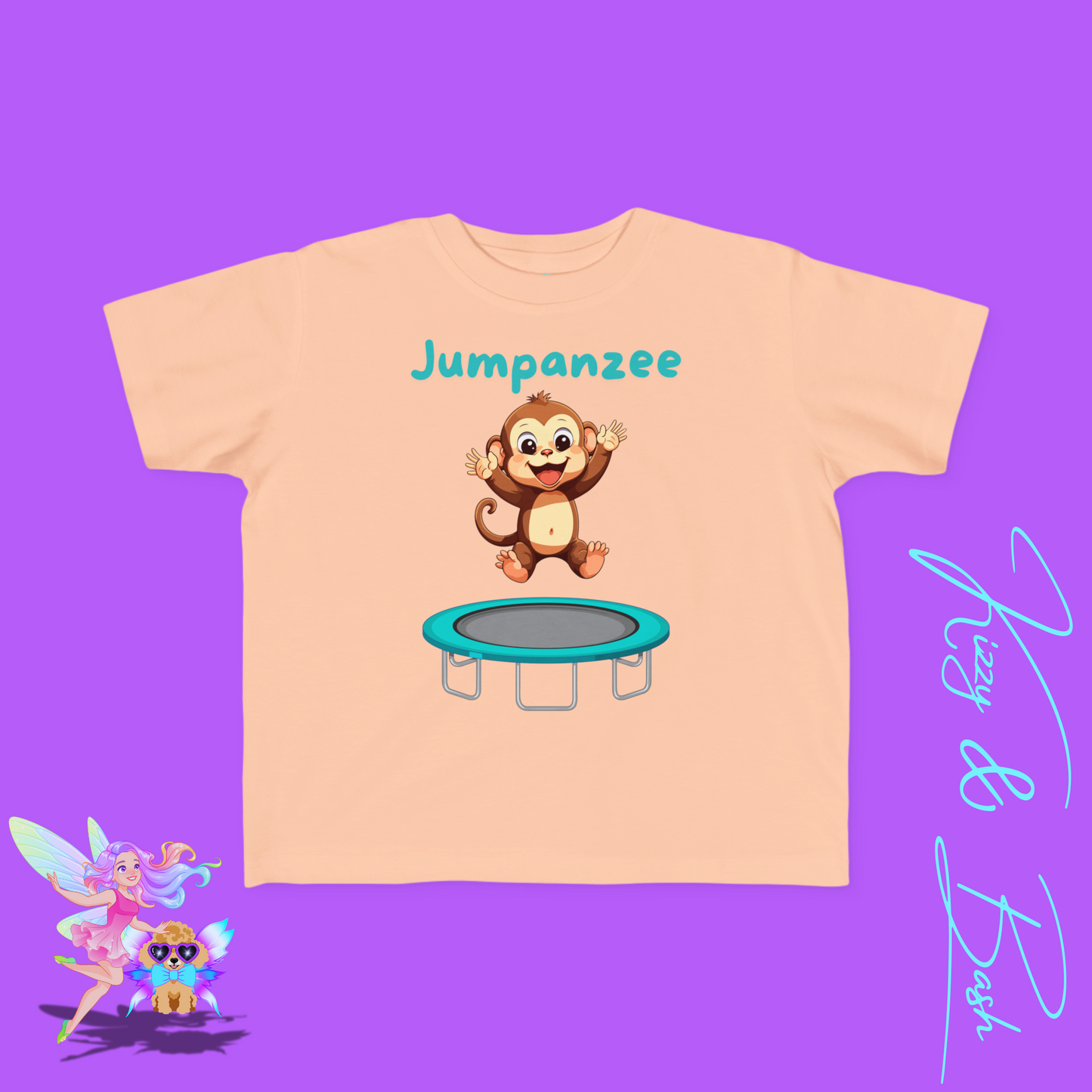 Jumpanzee Jumping Monkey Shirt for Toddlers Funny Pun Shirt for Him or Her Perfect Gift for Monkey Lovers Fun Zoo Field Trip Shirt Cute Animal Pun T-Shirt Hilarious Trampoline Park T-Shirt Gymnastics Lover Shirt for Toddler's Fine Jersey Tee