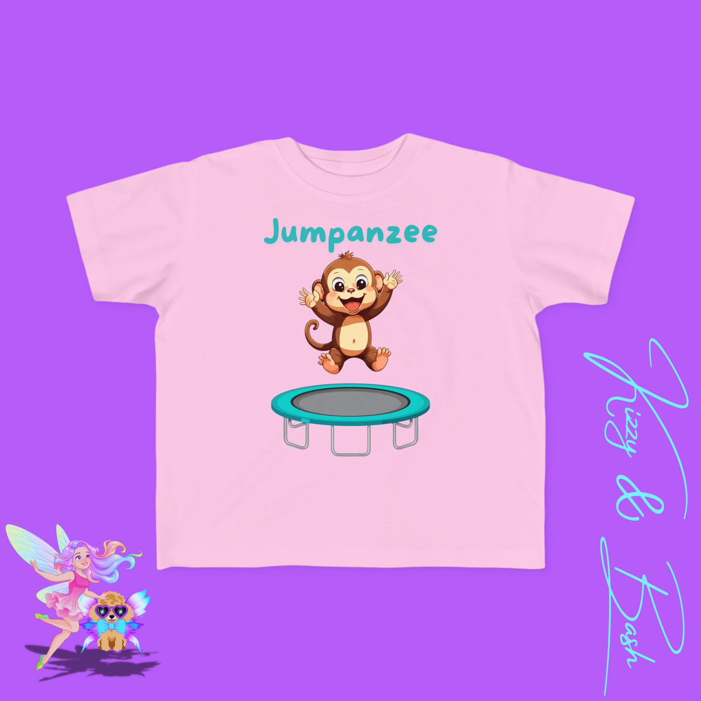 Jumpanzee Jumping Monkey Shirt for Toddlers Funny Pun Shirt for Him or Her Perfect Gift for Monkey Lovers Fun Zoo Field Trip Shirt Cute Animal Pun T-Shirt Hilarious Trampoline Park T-Shirt Gymnastics Lover Shirt for Toddler's Fine Jersey Tee