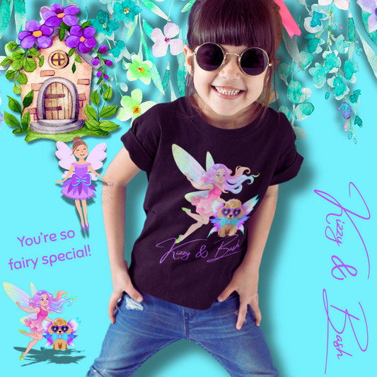 Kizzy & Bash Logo T-Shirt for Toddlers Whimsical Fairy and Toy Poodle Fairy Puppy Tee Fairycore Graphic Tee for Toddlers Dog Lovers Gift Shirt for Toddler's Fine Jersey Tee