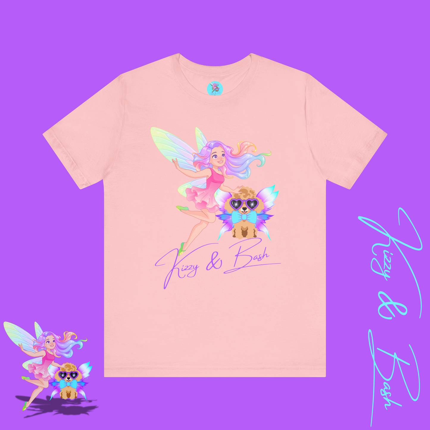 Kizzy & Bash Signature T-Shirt Whimsical Fairy Girl and Toy Poodle Tee Fairycore Aesthetic Shirt Dog Lover Gift Adult Unisex Jersey Short Sleeve Tee