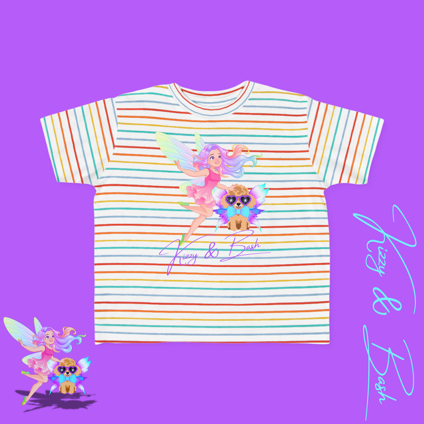 Kizzy & Bash Logo T-Shirt for Toddlers Whimsical Fairy and Toy Poodle Fairy Puppy Tee Fairycore Graphic Tee for Toddlers Dog Lovers Gift Shirt for Toddler's Fine Jersey Tee