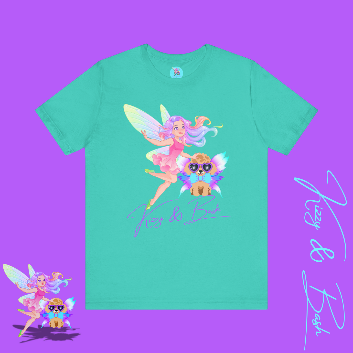 Kizzy & Bash Signature T-Shirt Whimsical Fairy Girl and Toy Poodle Tee Fairycore Aesthetic Shirt Dog Lover Gift Adult Unisex Jersey Short Sleeve Tee