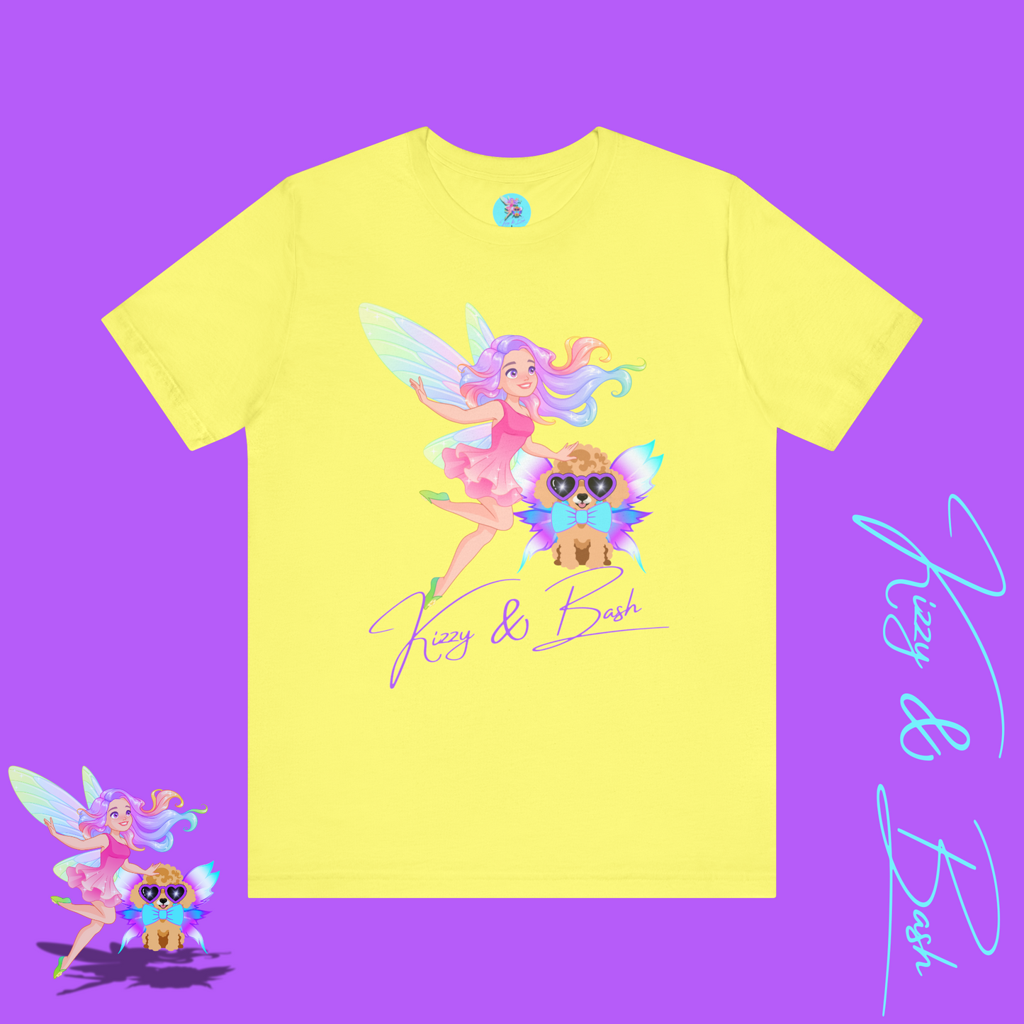 Kizzy & Bash Signature T-Shirt Whimsical Fairy Girl and Toy Poodle Tee Fairycore Aesthetic Shirt Dog Lover Gift Adult Unisex Jersey Short Sleeve Tee