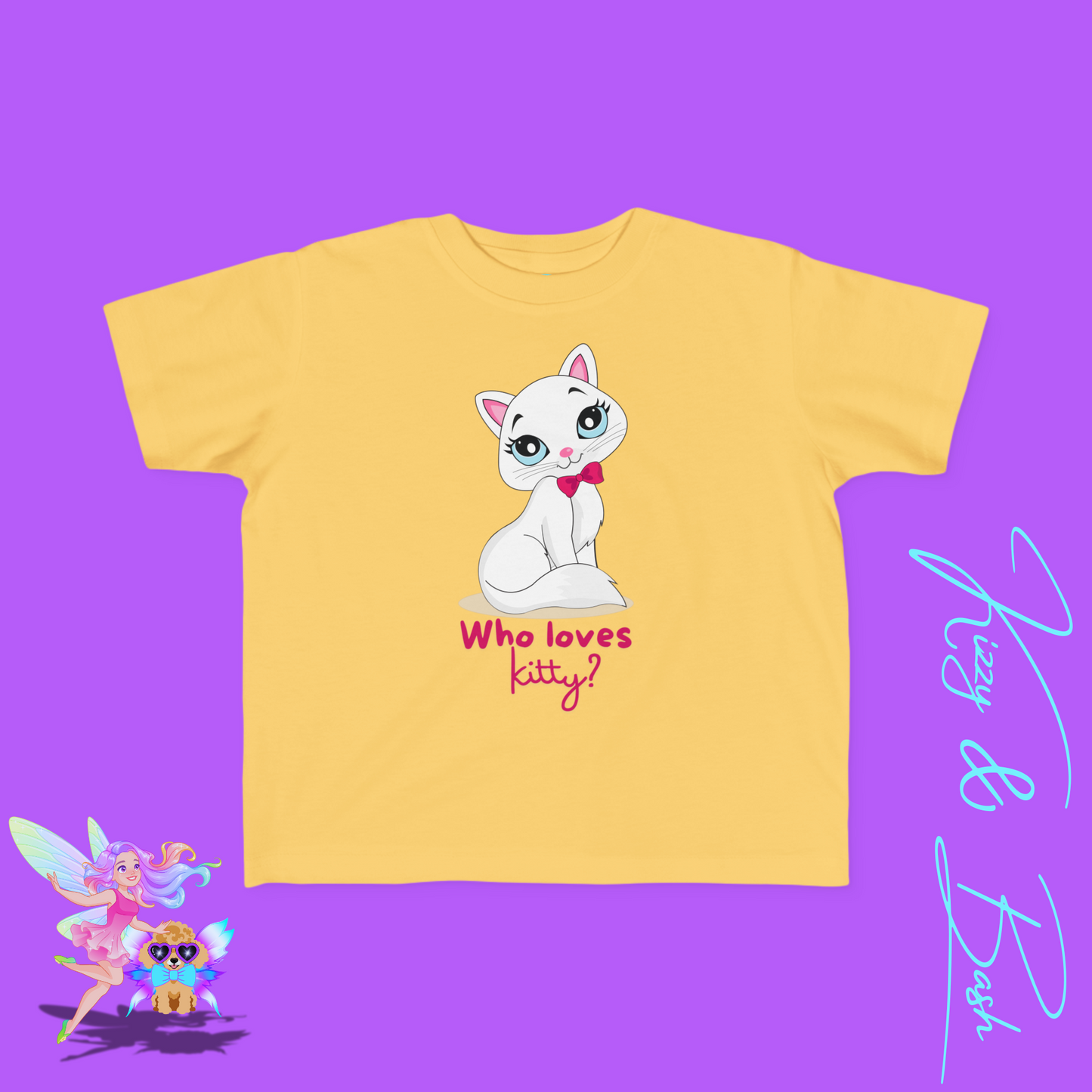 Who Loves Kitty? Cute Cat T-Shirt for Toddlers Kawaii Kitty Shirt Funny Gift for Cat Lovers Whimsical Animal Graphic Tee Sassy Cat Shirt Playful Kitty T-Shirt for Toddler's Fine Jersey Tee